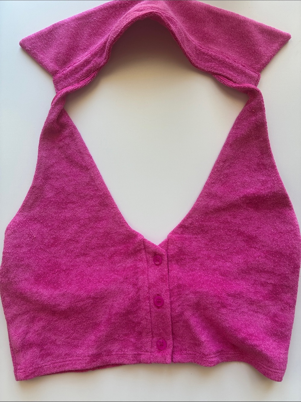 Hot Pink Two-Piece Halter Crop Top and Skirt - Picture 3 of 7